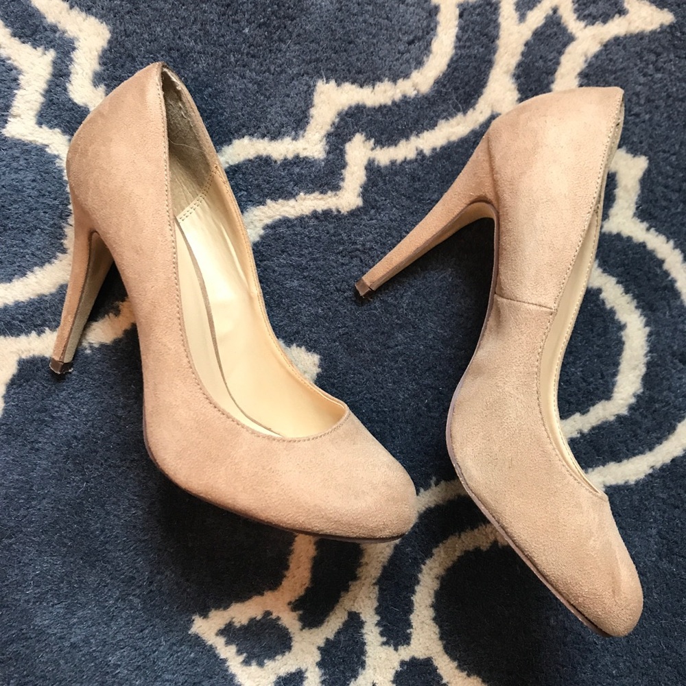 Nude suede stilettos